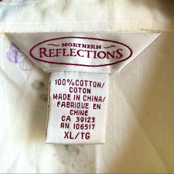 NORTHERN REFLECTIONS 3/4 Sleeve Shirt, Butterfly and flower pattern - Picture 3 of 5